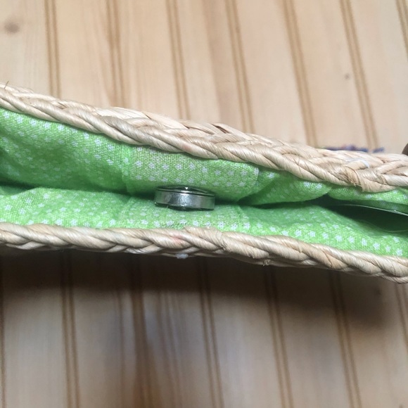 Woven Straw Sequin Butterfly Dragonfly Purse NWT - Picture 11 of 13